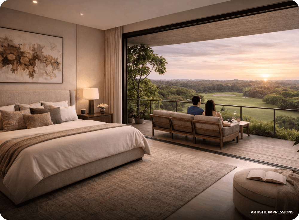 Master bedroom with <br> private deck